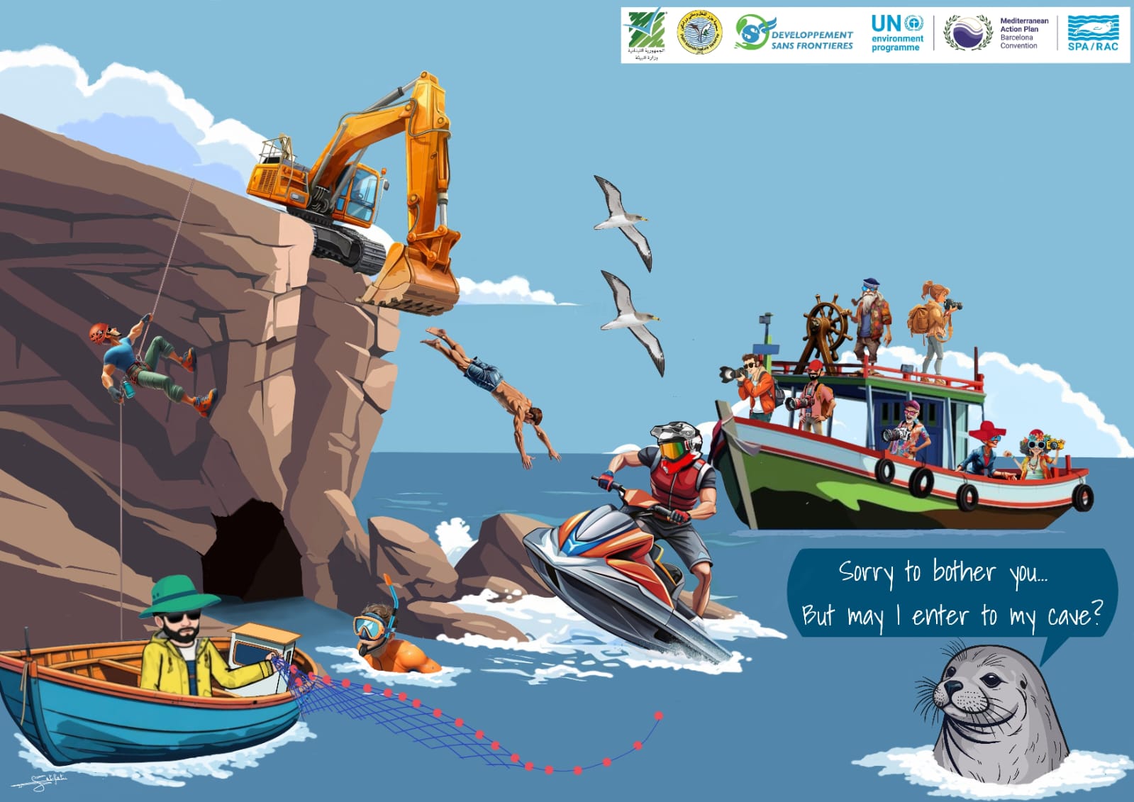 Brochure Highlighting the Threats to the Mediterranean Monk Seal in Lebanon ©Samer Fatfat