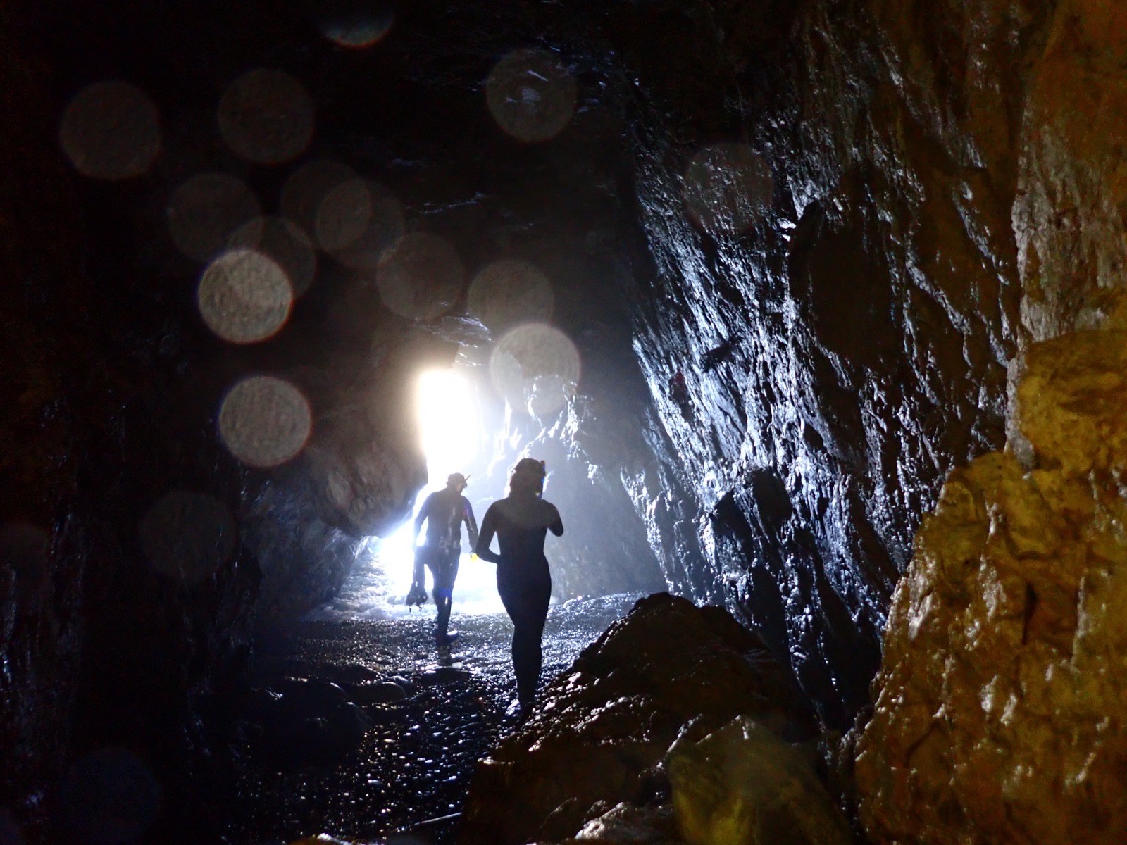 Exploring a Sea Cave before Installing a Camera Trap - La Galite Archipelago, Tunisia ©APAL